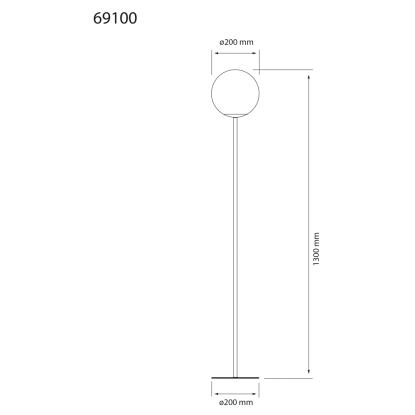 Aneta Molekyl gulvlampe, H130 cm, glas, messing/opal