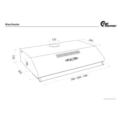 Thermex Manchester skabsintegreret emhætte K501, hvid, 60 cm
