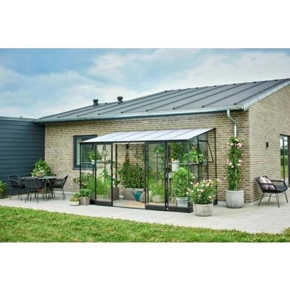 Halls Qube Lean-to 612 drivhus 7,1 m², sort, 3 mm hærdet glas
