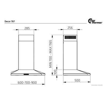 Thermex Decor 787 væghængt emhætte, hvid, 70 cm