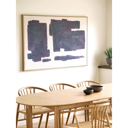 Edna canvastryk med håndmalede detaljer, beige/blå, 100 x 150 cm
