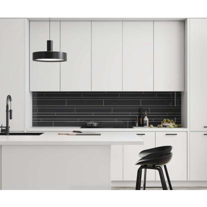 Fibo Kitchen Board vægplade med brudskifer fliselook, 10 x 600 x 580 mm, new york black high gloss  - 2 stk.