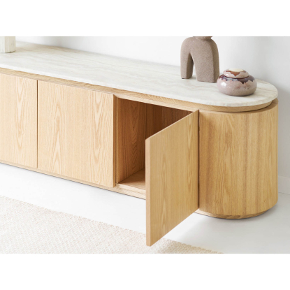 Larvik TV-bænk, askefiner/granit, råhvid, 160 cm