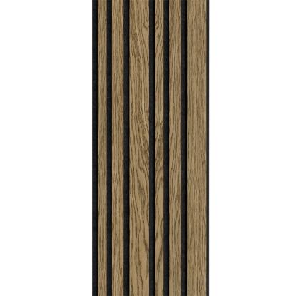 I-Wood Basic Mixed akustikpanel, mørkebrun olieret, sort filt og sort kerne, egefiner, 17 x 300 mm 