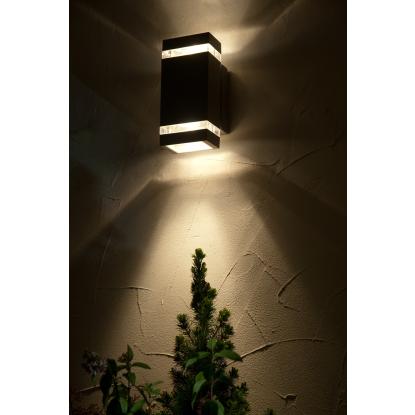 LUTEC FOCUS firkantet udendørs væglampe, 1 lyskilde, up/down, H23,5 cm, GU10, IP44, mørk grå