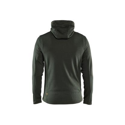 Blåkläder 3540 hættetrøje full zip, efterårsgrøn/sort