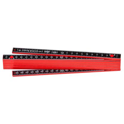 Buchs tommestok med 10 led, glasfiber, sort - 2 meter