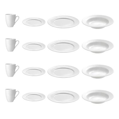 aida Groovy spisestel, porcelæn, hvid - 16 dele