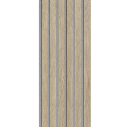 I-Wood Medio+ Original akustikpanel, ubehandlet natur, grå filt og lys kerne, egefiner, 16 x 300 mm