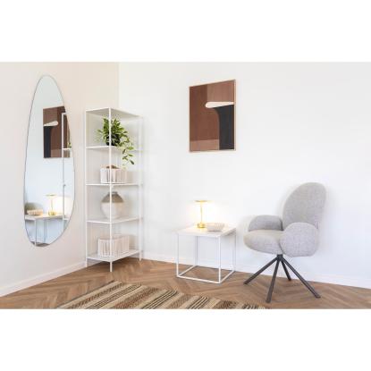 Vita reol med 5 hvide hylder i hvidt stel, 51 x 36 x 170 cm