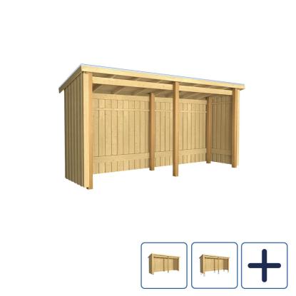 PLUS Nordic havehus i 2 moduler med åben front, natur/nåletræ, 4,7 m²