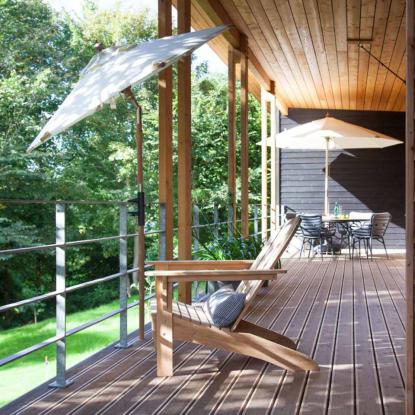 Cinas altanparasol, gråhvid, polyester, Ø1,8 meter