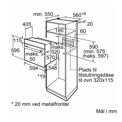 Bosch HBF113BR1S ovn til indbygning, 66 liter