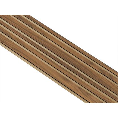 I-Wood Medio+ Mixed akustikpanel, klar olieret, brun filt og sort kerne, valnøddefiner, 17 x 300 mm