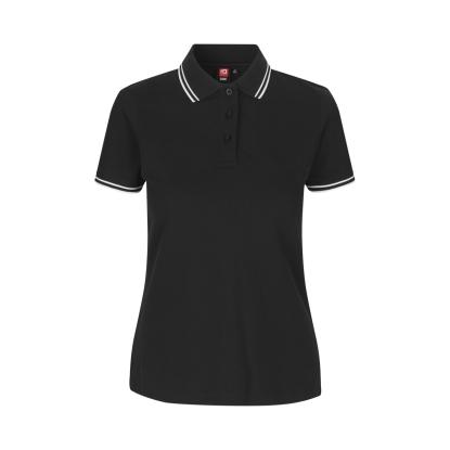 ID 0523 Kontrast poloshirt med stretch, dame, sort