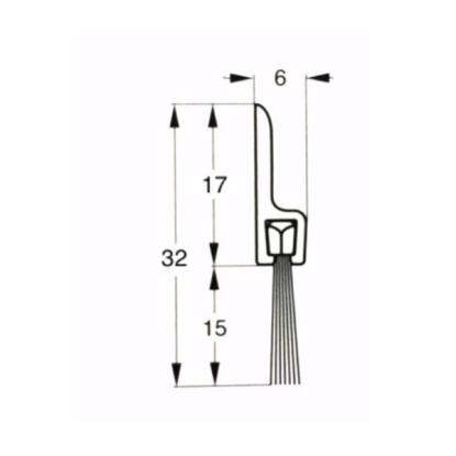 SVALK børsteliste, h-profil, hvid, 32-15, 1 meter