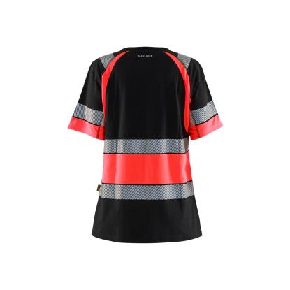 Blåkläder 3410 dame high vis t-shirt, sort/hi-vis rød