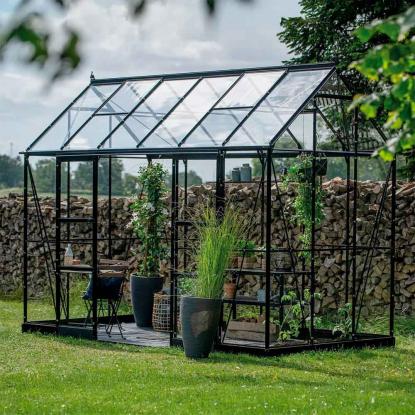 Halls Icon Planthouse 6 drivhus 7,3 m², sort, 3 mm hærdet glas