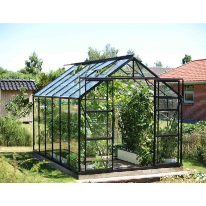 Vitavia Uranus 9900 drivhus, sort, 9,9 m², 3 mm hærdet glas, inkl. sokkel