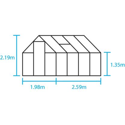 Halls Qube 68 drivhus 5,1 m², sort, 3 mm hærdet glas