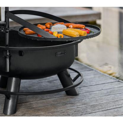 Cook King Bandito 80 multifunktionelt bålsted med 60 cm grillrist, stål, sort, Ø94 cm