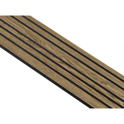 I-Wood Basic Mixed akustikpanel, mørkebrun olieret, sort filt og lys kerne, egefiner, 16 x 300 mm 