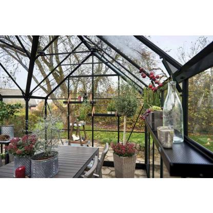 Halls Icon Gardenhouse 8 drivhus 13,0 m², sort, 3 mm hærdet glas