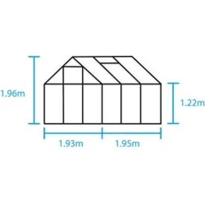 Halls Popular 66 drivhus 3,8 m², grøn, 3 mm hærdet glas