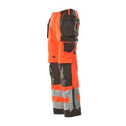 MASCOT SAFE SUPREME Wigan arbejdsbukser med hængelommer, hi-vis rød/mørk antracit