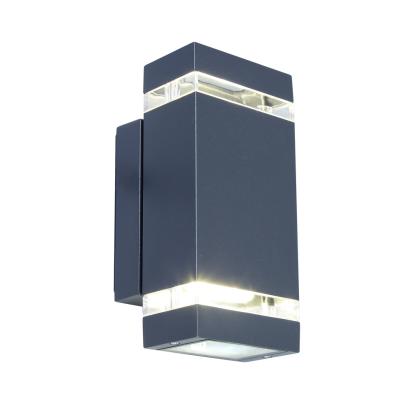 LUTEC FOCUS firkantet udendørs væglampe, 1 lyskilde, up/down, H23,5 cm, GU10, IP44, mørk grå