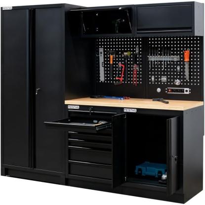 Feistos EOS 1 Blackline værkstedsmodul, stål/træplade, sort, 200 x 228 x 61 cm