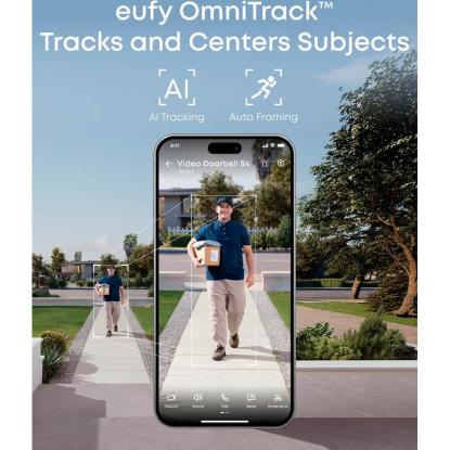 eufy S4 videodørklokke med Mini Chime, 180° panorama, 3K, sort