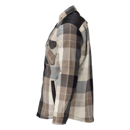 MASCOT CUSTOMIZED flannel skjorte med fiberpelsfor, mørk sand ternet
