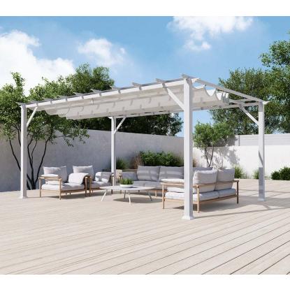Paragon Outdoor Florenz 1116 pergola, aluminium, hvid, hvidt tekstil, 236 x 505 x 350 cm