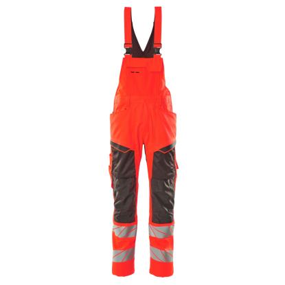 MASCOT ACCELERATE SAFE overall med knælommer, hi-vis rød/mørk antracit