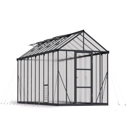 Canopia by Palram Glory drivhus, 15,3 m², grå, 10 mm poly, inkl. sokkel