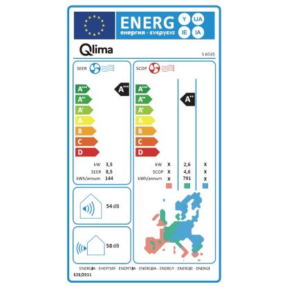Qlima S-6535 Pro luft-til-luft varmepumpe med Wi-Fi, op til 95 m² - A++