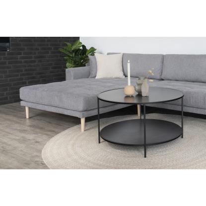 Lounge sofa, venstrevendt i lysegrå med fire puder