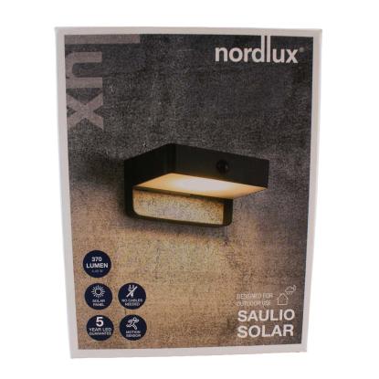 Nordlux solenergi belysning Saulio væg sort
