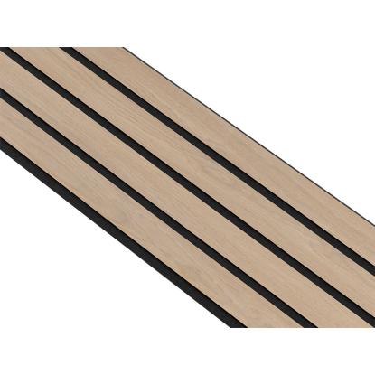 I-Wood Medio+ 4-lamel akustikpanel, ubehandlet natur, sort filt og sort kerne, egefiner, 17 x 300 mm