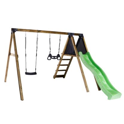 NORDIC PLAY gyngestativ med climb modul, gyngesæde, trapezgynge og rutsjebane