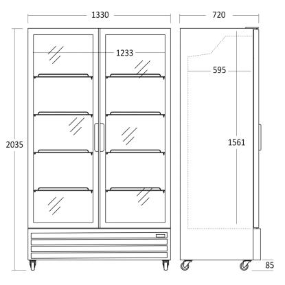 Scandomestic SD 1326 BE displaykøleskab, 917 liter