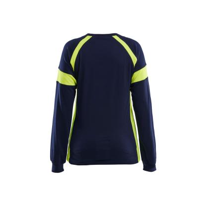 Blåkläder 3521 dame t-shirt lang ærme, marineblå/hi-vis gul