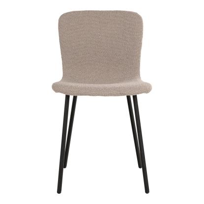Spisebordsstol i bouclé, beige med sorte ben
