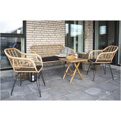 Stol i naturligt polyrattan med hynde
