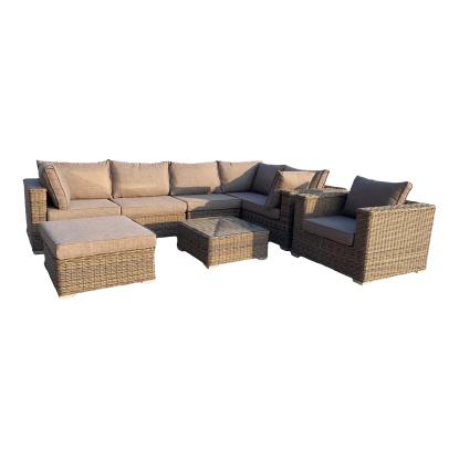 Sofasæt, kubu grå, polyrattan, inkl. hynder
