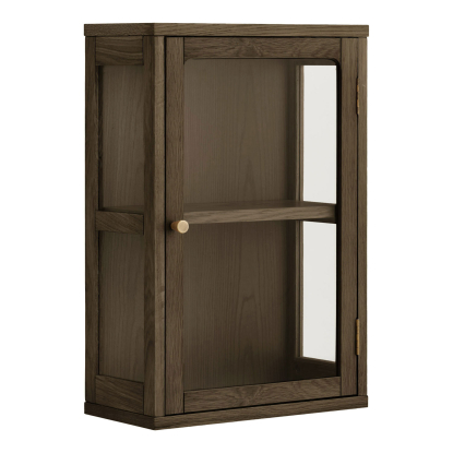 Zamora væghængt vitrine, mørkebrun eg/egefiner, 60 x 40 x 20 cm