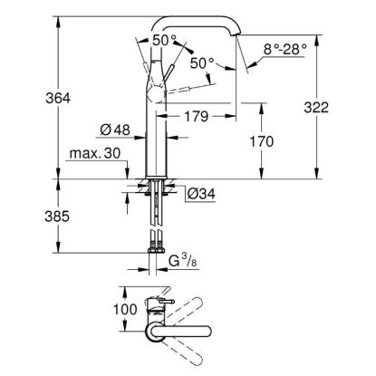 GROHE Essence New håndvaskarmatur til fritstående vask, høj model, krom