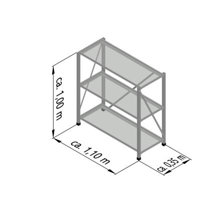 KGT universel fritstående hyldesystem, 110 x 35 x 100 cm