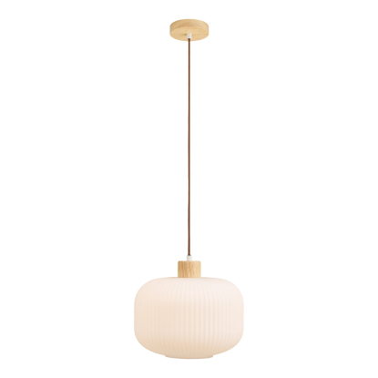Argalo pendel i glas/træ, Ø30 cm, E27, hvid